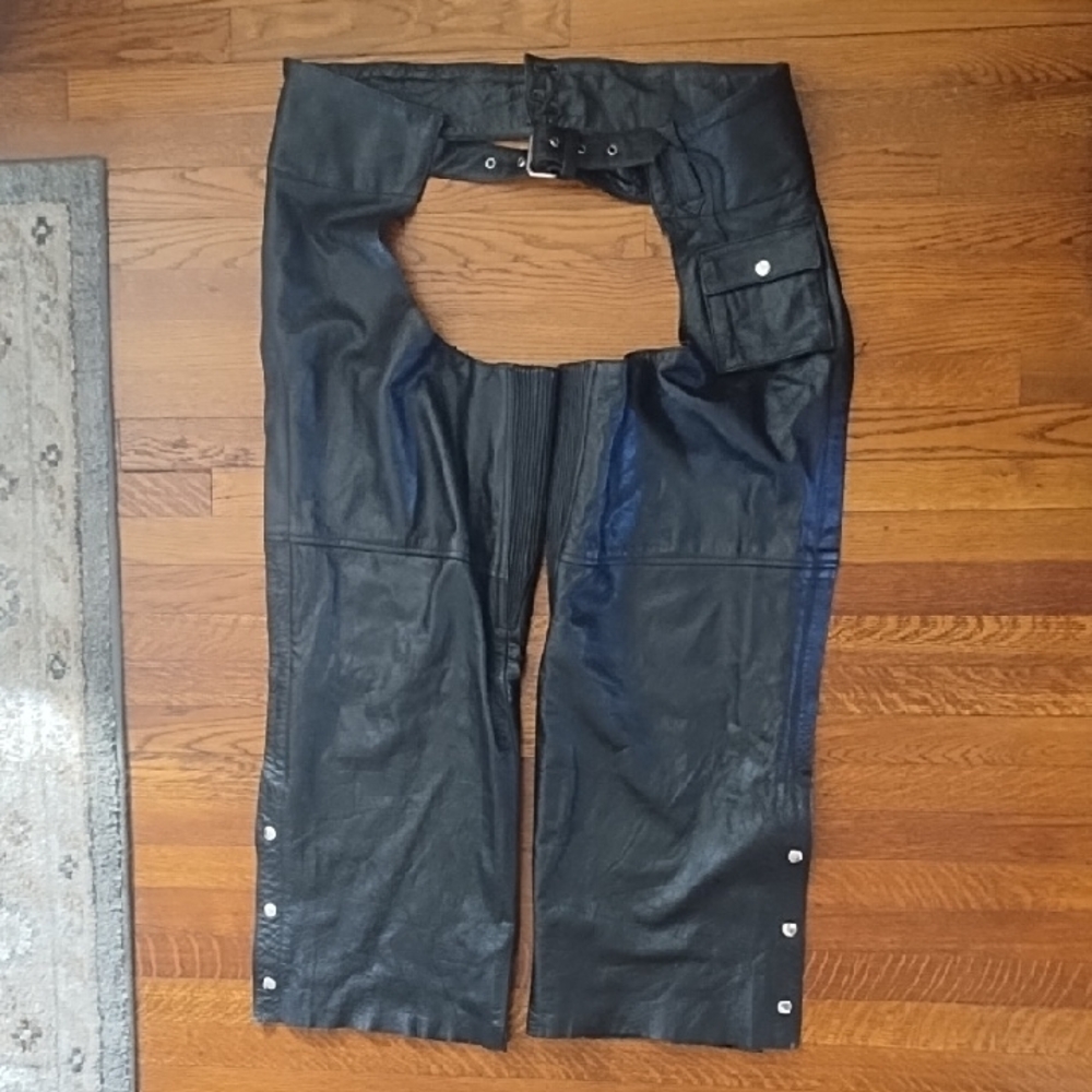 Men's Black Leather Chaps